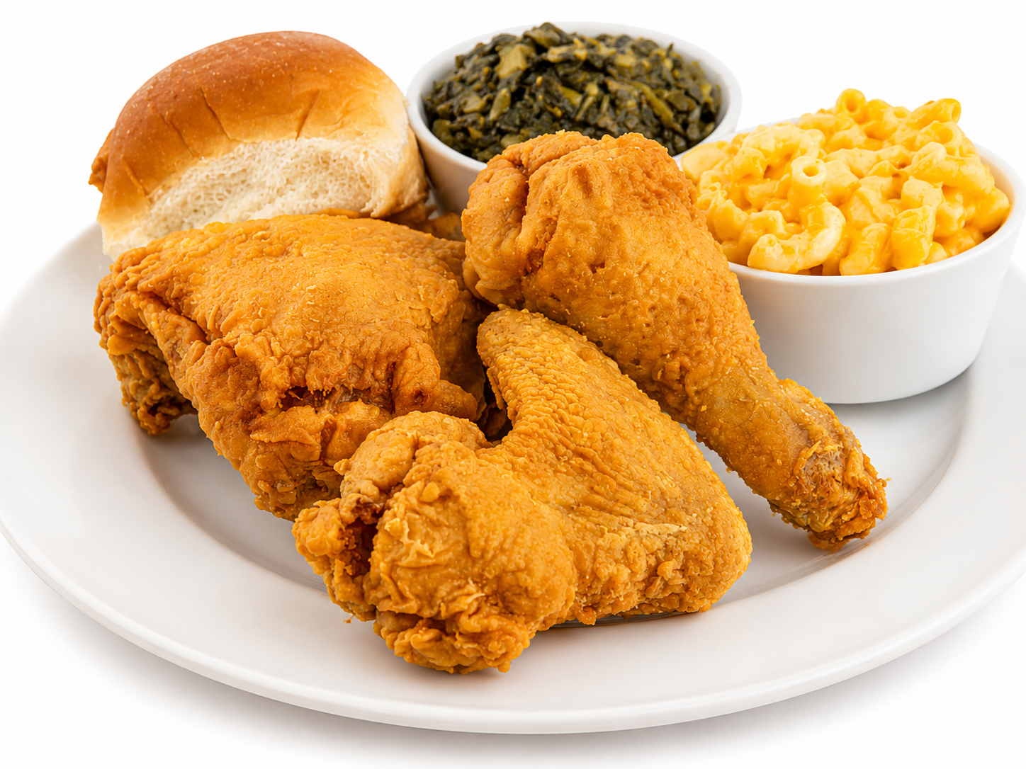 sides lineup — greens, slaw, mac